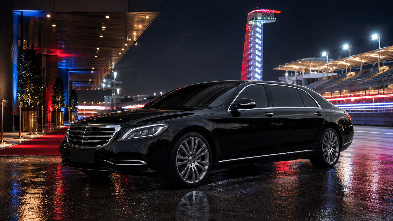 Black luxury sedan for Formula 1 Austin transportation