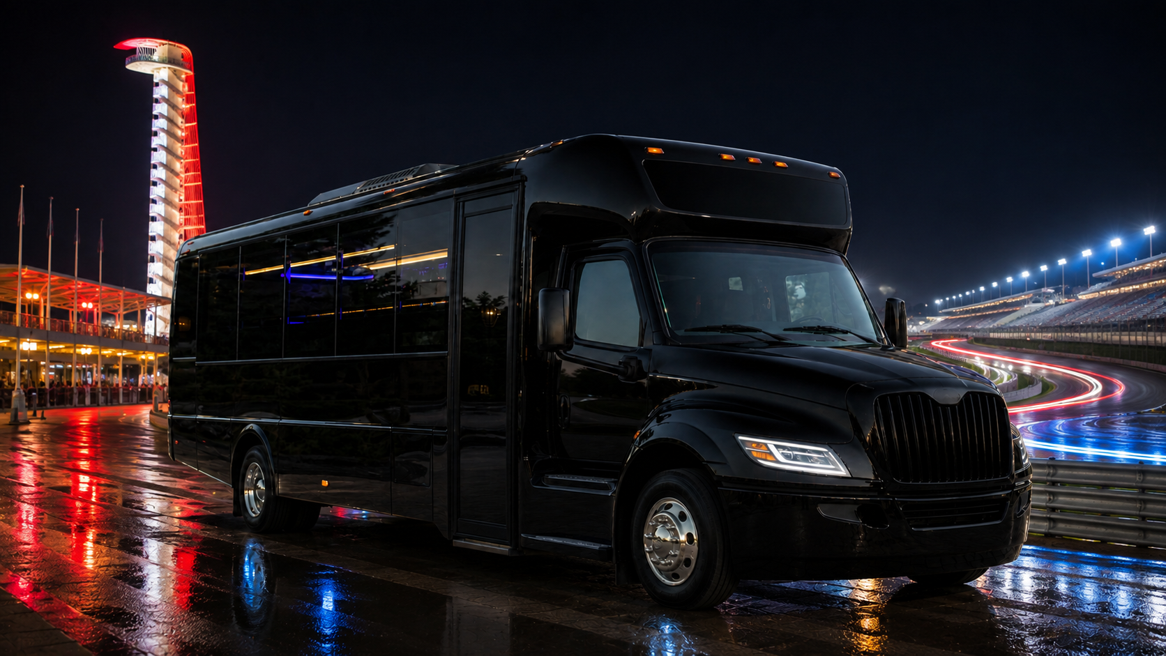 Black party bus for Formula 1 Austin race weekend